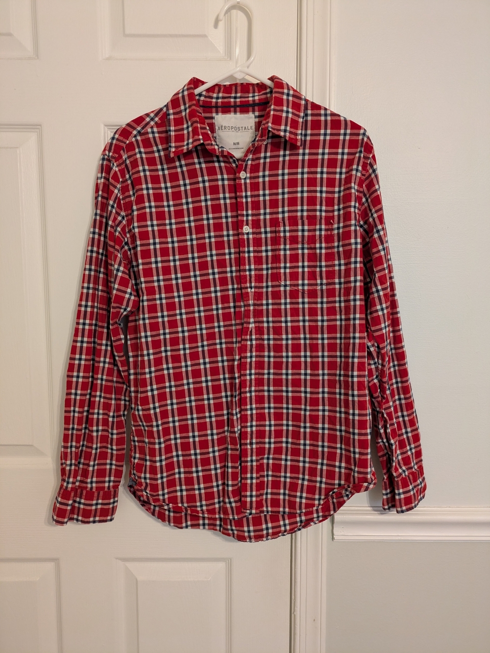 Aeropostale Red Plaid Long-Sleeve Button-Down Shirt